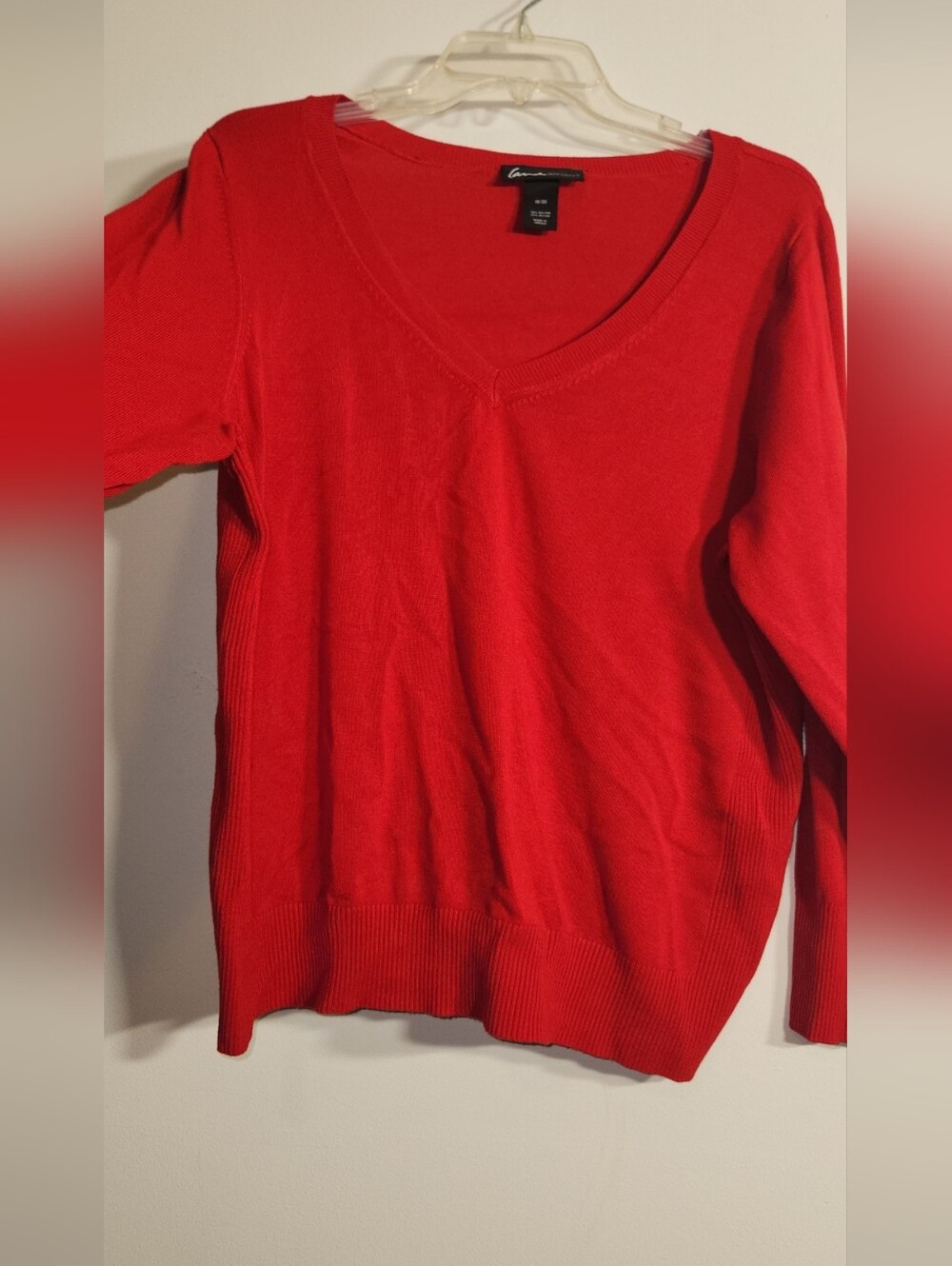 Lane Bryant Bright Red V-Neck Soft Long Sleeve Sweater 18/20